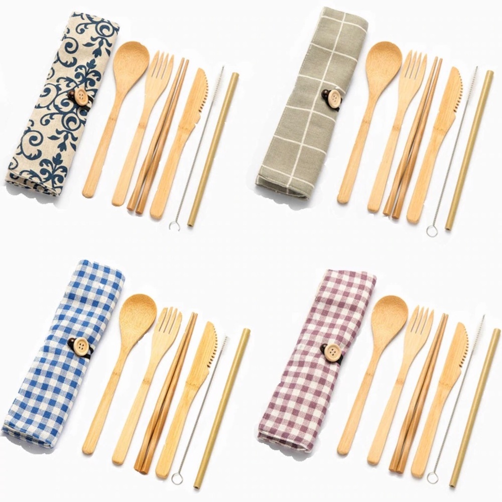 Korean Wooden Cutlery Set with Close Cutlery Bag
